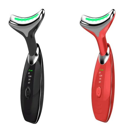 שני מעסים לצוואר בצבעים שחור ואדום עם תאורת LED ירוקה